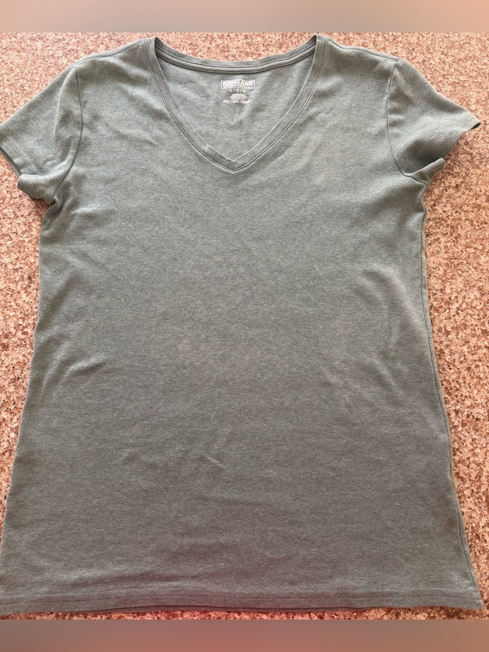 Kirkland Signature Woman’s Peruvian Cotton V neck Tee | Olive Green